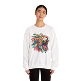 Comic Style Jaguar Mask with Rainbow Feathers Unisex Sweatshirt