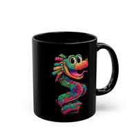 Cartoon Quetzalcoatl Cyber Serpent Black Mug