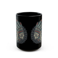 Vintage Native American Headdress Graphic Black Mug