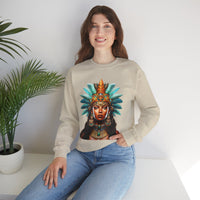 Aztec Royal Warrior Queen Portrait Illustration Unisex Sweatshirt