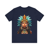 Aztec Royal Warrior Queen Portrait Illustration Unisex T-Shirt