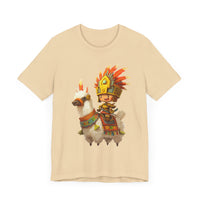 Cute Chibi Inca Warrior and Llama Cartoon Unisex T-Shirt
