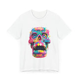 Neon Graffiti Mayan Skull Cartoon Style Unisex T-Shirt