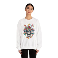Funny Aztec Skull with Neon Circuits Unisex Sweatshirt