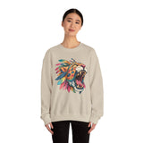 Comic Style Jaguar Mask with Rainbow Feathers Unisex Sweatshirt
