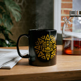 Mesoamerican Sun Face Black Mug