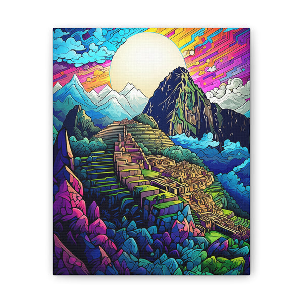Machu Picchu Psychedelic Stone City Canvas