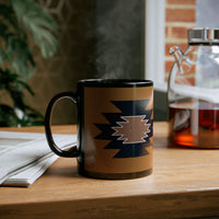 Minimal Southwest Tribal Rug Pattern Illustration Black Mug