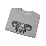 Aztec Western Bull Skull Longhorn Illustration Unisex Sweatshirt