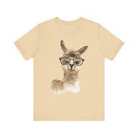 Cute Alpaca With Glasses Watercolor Illustration Unisex T-Shirt
