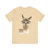 Cute Alpaca With Glasses Watercolor Illustration Unisex T-Shirt