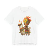 Cute Chibi Inca Warrior and Llama Cartoon Unisex T-Shirt