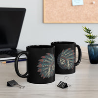 Vintage Native American Headdress Graphic Black Mug