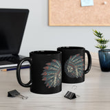 Vintage Native American Headdress Graphic Black Mug