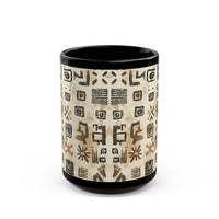 Mayan Petroglyph Stamped Texture Black Mug