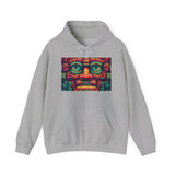 Neon Aztec Mask God Illustration Unisex Hoodie