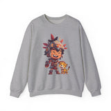 Chibi Aztec Warrior with Jaguar Cub Cartoon History Unisex Sweatshirt