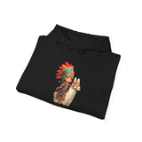 Colorful Chibi Inca Rider and Fluffy Llama Unisex Hoodie