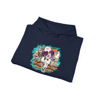 Aztec Floral Cow Skull on Turquoise Pattern Unisex Hoodie