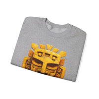 Golden Warrior Mask Andean Glyph Style Unisex Sweatshirt