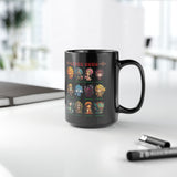 Aztec Gods Chibi Characters Pantheon Black Mug