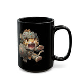 Chibi Mayan Jaguar Warrior with Tribal Shield Black Mug