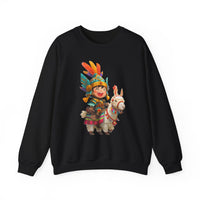 Chibi Inca Warrior Riding Llama Cartoon Unisex Sweatshirt