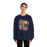 Comic Style Jaguar Mask with Rainbow Feathers Unisex Sweatshirt
