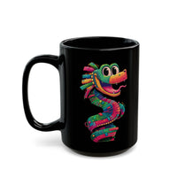 Cartoon Quetzalcoatl Cyber Serpent Black Mug