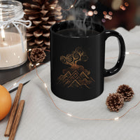 Tribal Volcano with Smoke Spirals Glyph Style Black Mug