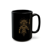 Warrior Shaman Tribal Glyph Gold Line Black Mug