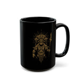 Warrior Shaman Tribal Glyph Gold Line Black Mug