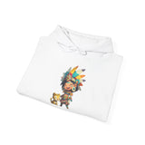Aztec Chibi Girl with Jaguar Cub Warrior Culture Unisex Hoodie