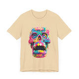 Neon Graffiti Mayan Skull Cartoon Style Unisex T-Shirt