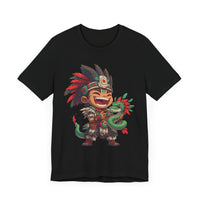 Chibi Aztec Warrior with Baby Quetzalcoatl Serpent Unisex T-Shirt