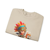 Colorful Chibi Inca Rider and Fluffy Llama Unisex Sweatshirt