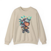 Cyber Aztec Chibi Warrior Neon Style Unisex Sweatshirt