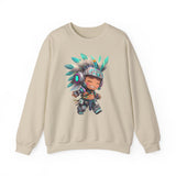 Cyber Aztec Chibi Warrior Neon Style Unisex Sweatshirt