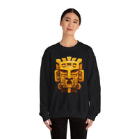 Golden Warrior Mask Andean Glyph Style Unisex Sweatshirt