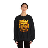 Golden Warrior Mask Andean Glyph Style Unisex Sweatshirt
