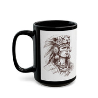 Aztec Warrior Woman Jaguar Spirit Sketch Black Mug