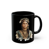 Inca Warrior Woman Watercolor Portrait and Tribal Jewelry Black Mug