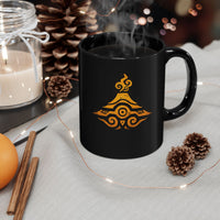 Tribal Volcano Spiral Smoke Glyph Style Black Mug