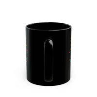 Funny Aztec Skull with Neon Circuits Black Mug