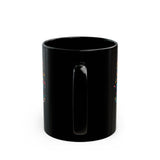 Funny Aztec Skull with Neon Circuits Black Mug