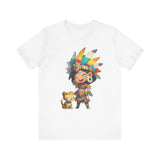 Aztec Chibi Girl with Jaguar Cub Warrior Culture Unisex T-Shirt