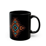 Boho Aztec Geometric Totem Pattern Illustration Black Mug