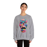 Neon Graffiti Mayan Skull Cartoon Style Unisex Sweatshirt