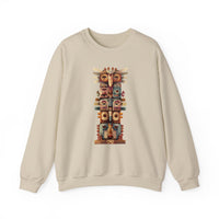Stacked Tribal Totem Symbols Geometric Faces Unisex Sweatshirt