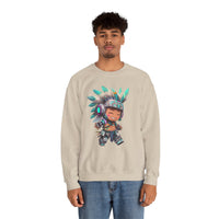 Cyber Aztec Chibi Warrior Neon Style Unisex Sweatshirt